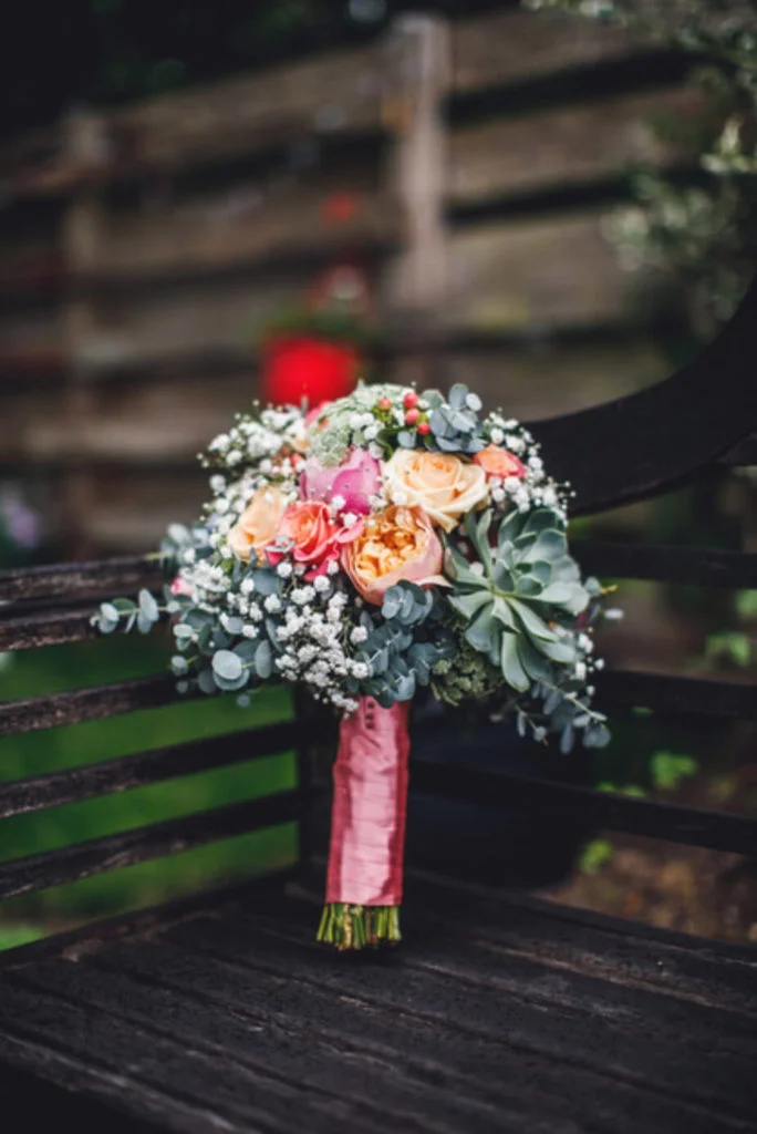 Garden Rose and Succulent Wedding Bouquet
